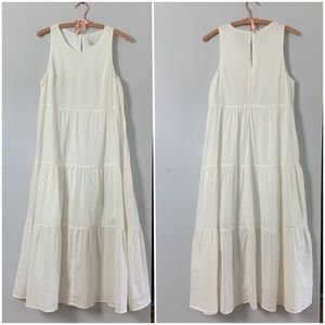 Gauzy cotton boho ruffled midi dress.